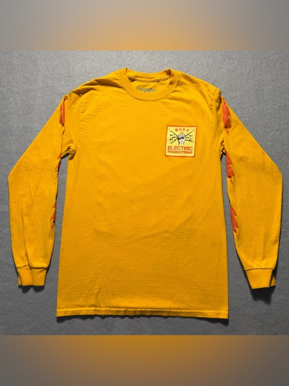 Empyre Electric Productions Yellow Long Sleeve Shirt Skater Style Small